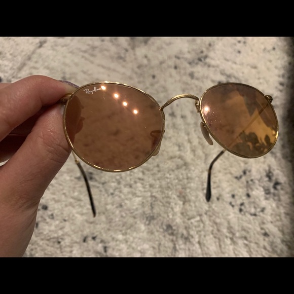 ray ban pink round flashes sunglasses - Picture 1 of 6